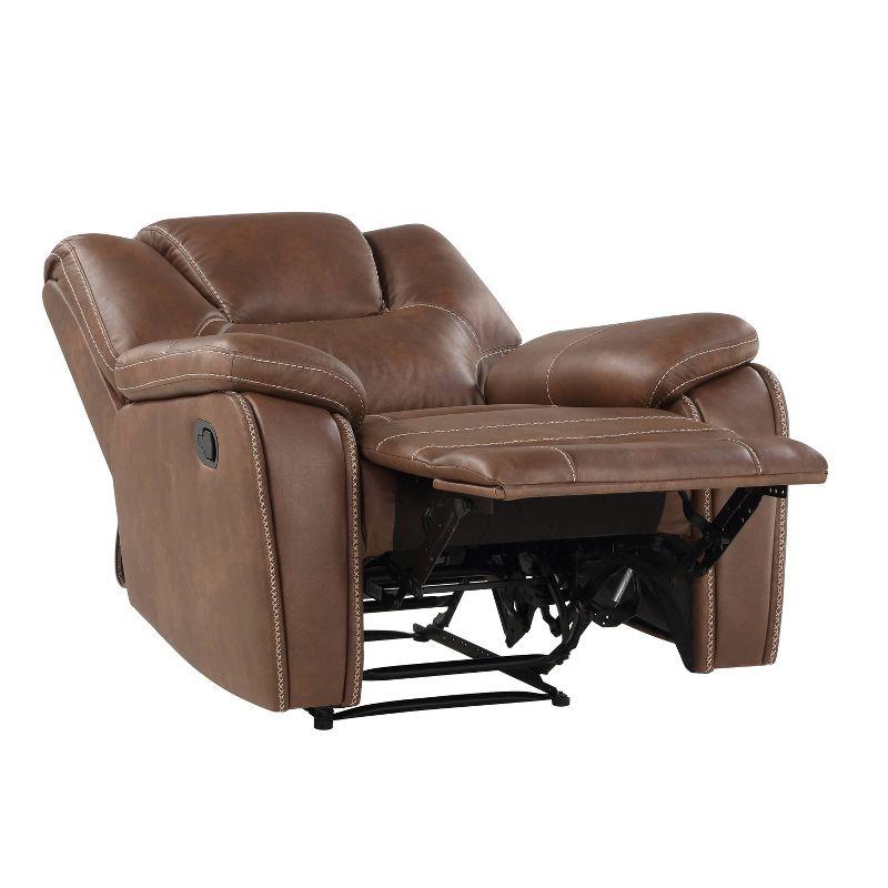 Katrine Reclining Sofa Loveseat and Chair Set Brown - Steve Silver Co.: Luxurious Faux-Leather, Manual Motion, Padded Armrests