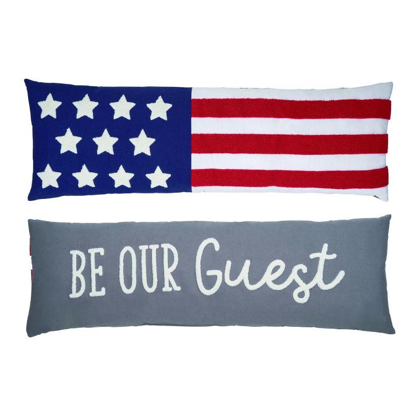 Patriotic American Flag Reversible Embroidered Lumbar Pillow