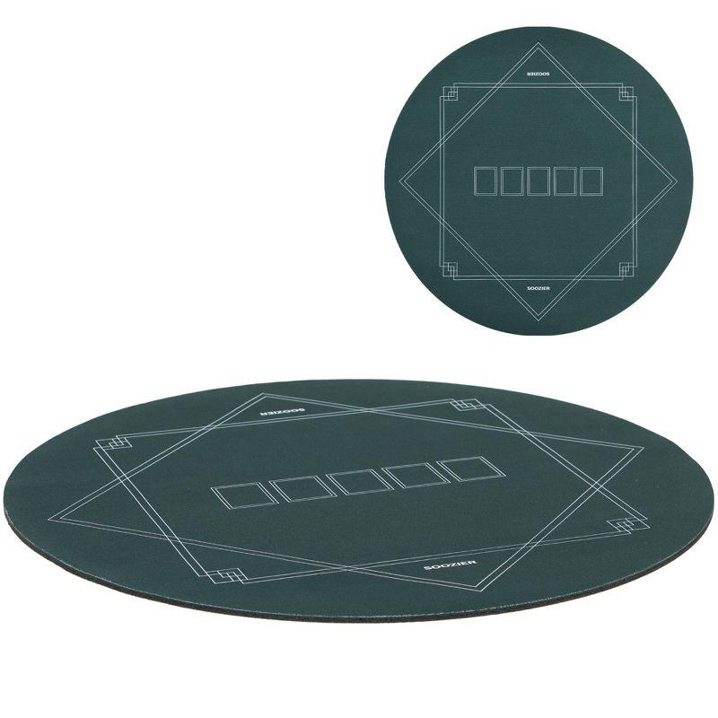 Soozier 24 inch Round Poker Mat, Texas Hold'em Non-Slip Poker Table Top Dark Green