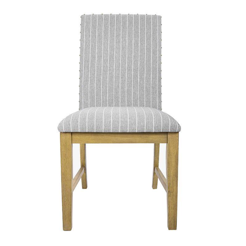 Light Grey Upholstered Linen Parsons Side Chair Set with Wood Frame