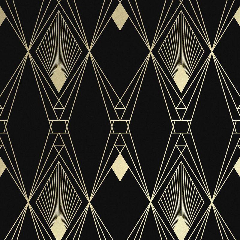 Deco Geometric Black and Gold Removable Wallpaper