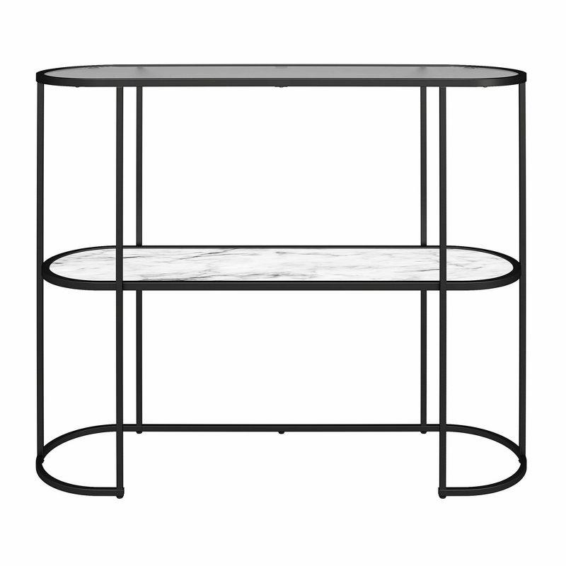 Moon Phases Console Table White Marble/Glass - Mr. Kate: Elegant Two-Tiered, Fluted Glass Top, Modern Entryway Furniture