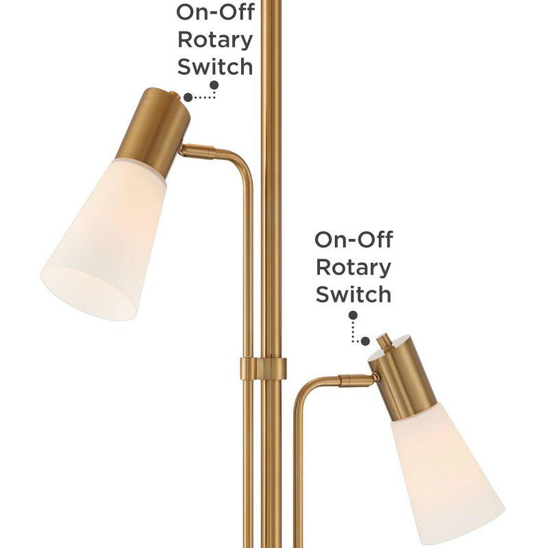 Possini Euro Design Modern Torchiere Floor Lamp with Side Lights 71" Tall Warm Gold Frosted Glass Shade for Living Room House