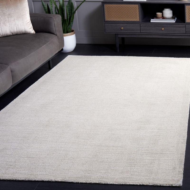 Ivory Hand-Knotted Wool and Viscose 6' x 9' Area Rug