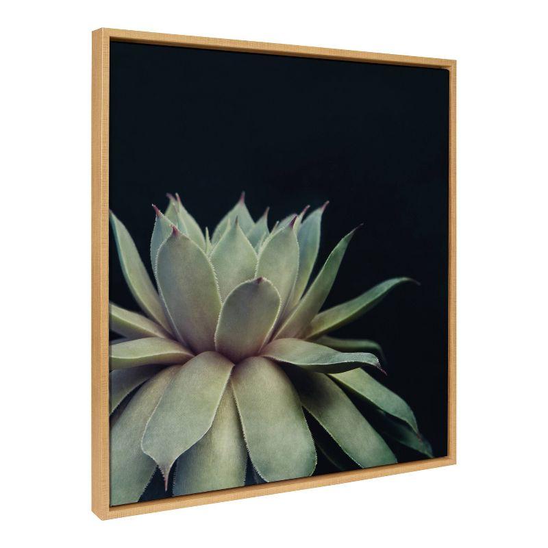 Sylvie Succulent Framed Canvas Wall Art in Natural Wood