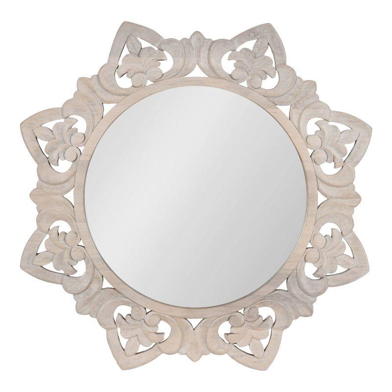 Kate & Laurel All Things Decor 28"x28" Meera Carved Wood Mirror Brown: Artisan Starburst, No Assembly