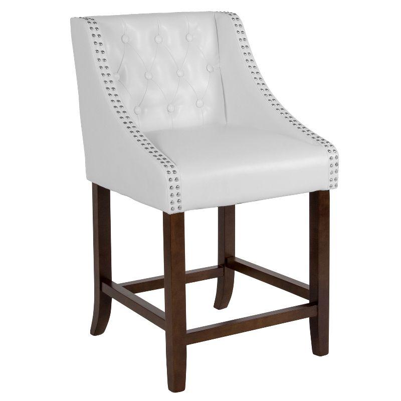 Merrick 32" White Faux Leather and Walnut Counter Stool