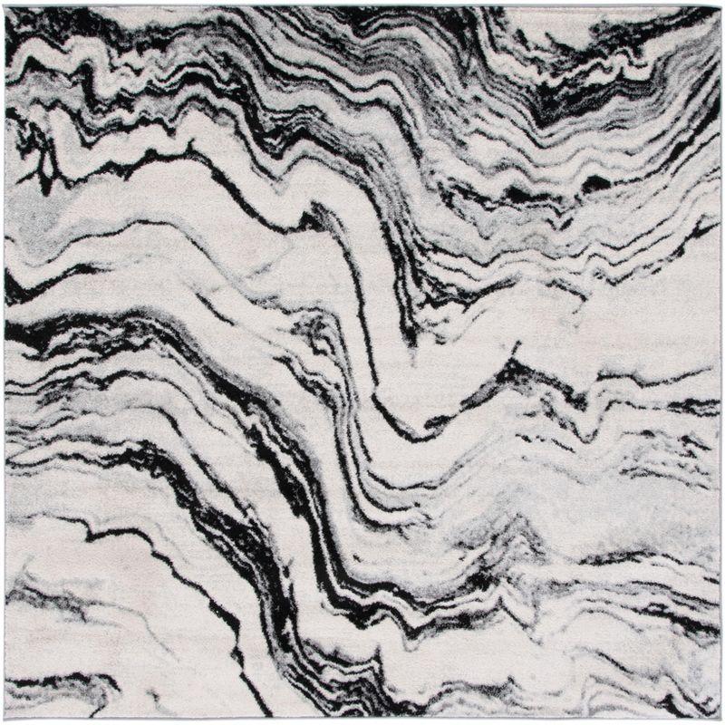 Tulum TUL274 Power Loomed Area Rug - Ivory/Black - 6'7"x6'7" - Safavieh.