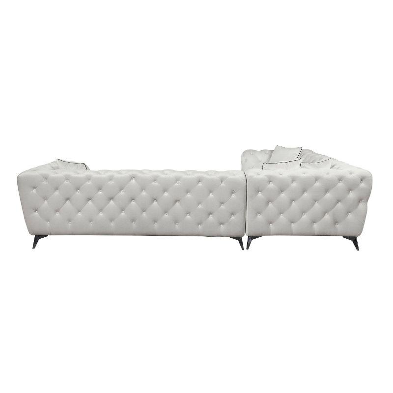 133" Atronia Sectional Sofa Beige Fabric - Acme Furniture: Linen Upholstery, Wood Frame, Includes 4 Pillows