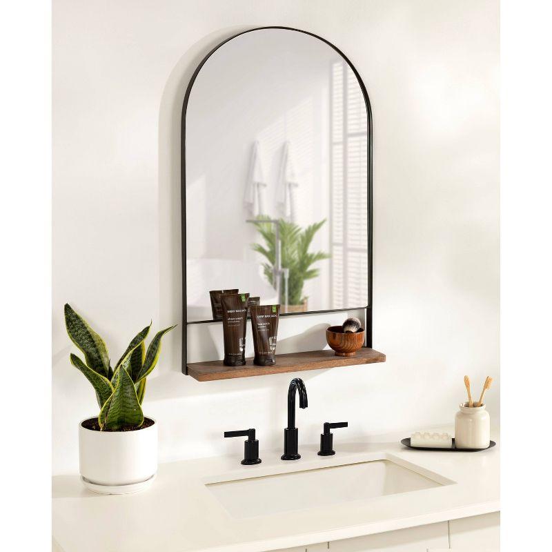 20" x 34" Chadwin Decorative Wall Mirror with Shelf Natural - Kate & Laurel All Things Decor: Arched, Farmhouse-Inspired