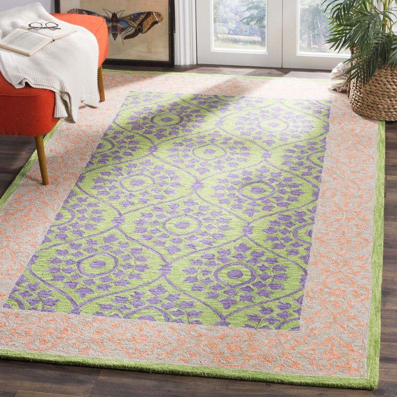 Suzani SZN102 Hand Hooked Indoor Area Rug - Green/Violet - 4'x6' - Safavieh.