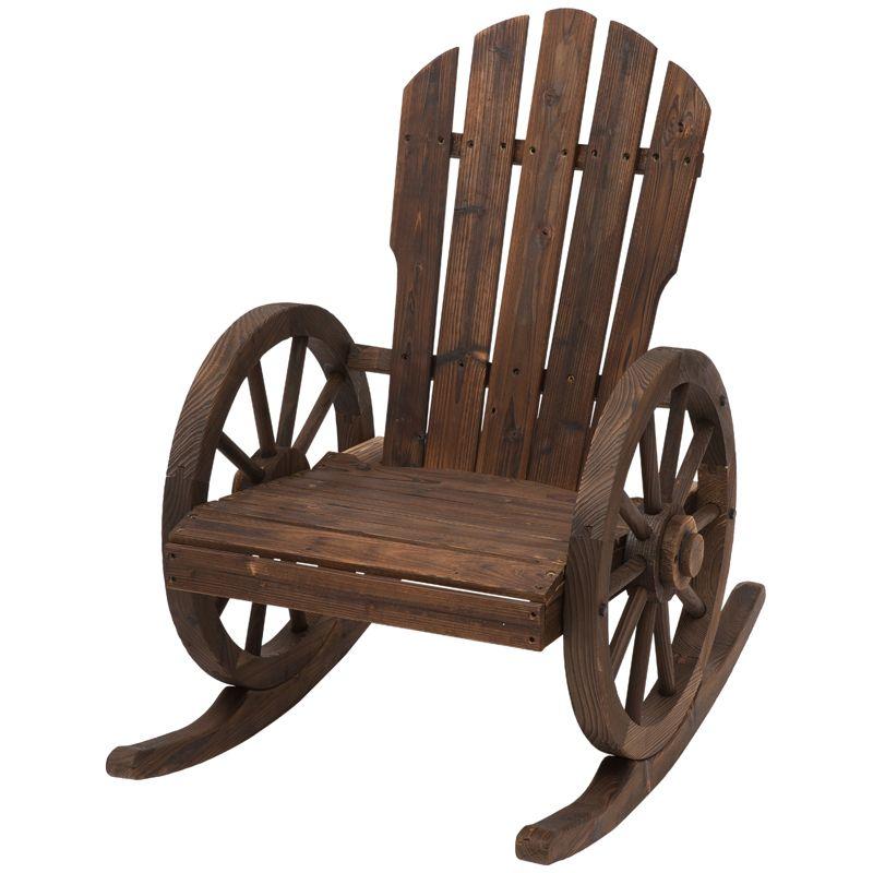 Outsunny Adirondack Rocking Chair with Slatted Design and Oversize Back for Porch, Poolside, or Garden Lounging