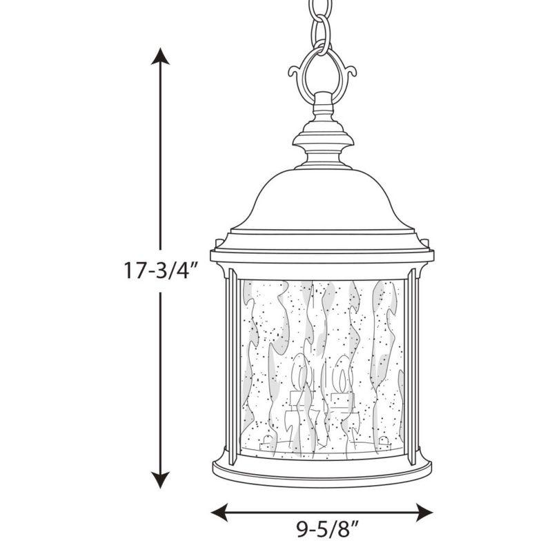 Progress Lighting Ashmore 3-Light Outdoor Hanging Lantern in Antique Bronze with Water Seeded Glass Shade