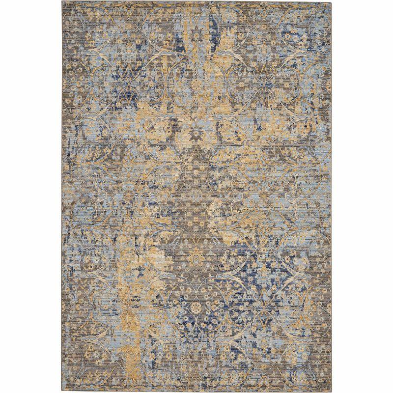 Majestic Vintage Medallion Beige & Blue Wool Blend Area Rug