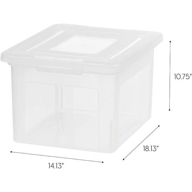 IRIS USA 35 Qt. 4Pack File Box File Organizer Plastic File Box for Letter/Legal File, BPA-Free Plastic Storage Bin Tote Organizer, Clear