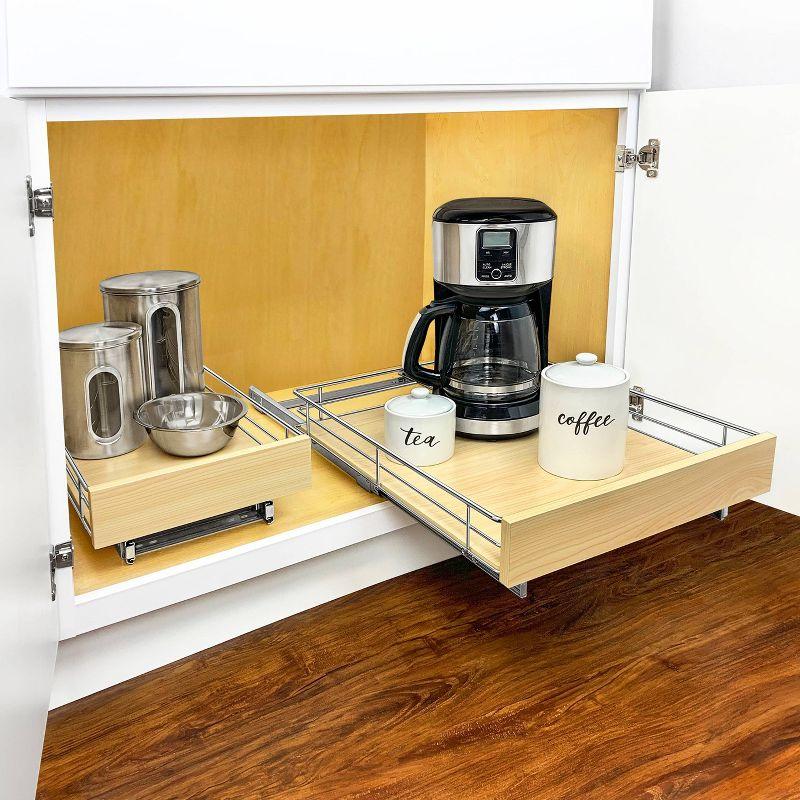 LYNK PROFESSIONAL® Select Pull Out Cabinet Organizer for Kitchen Cabinets, Wood and Chrome