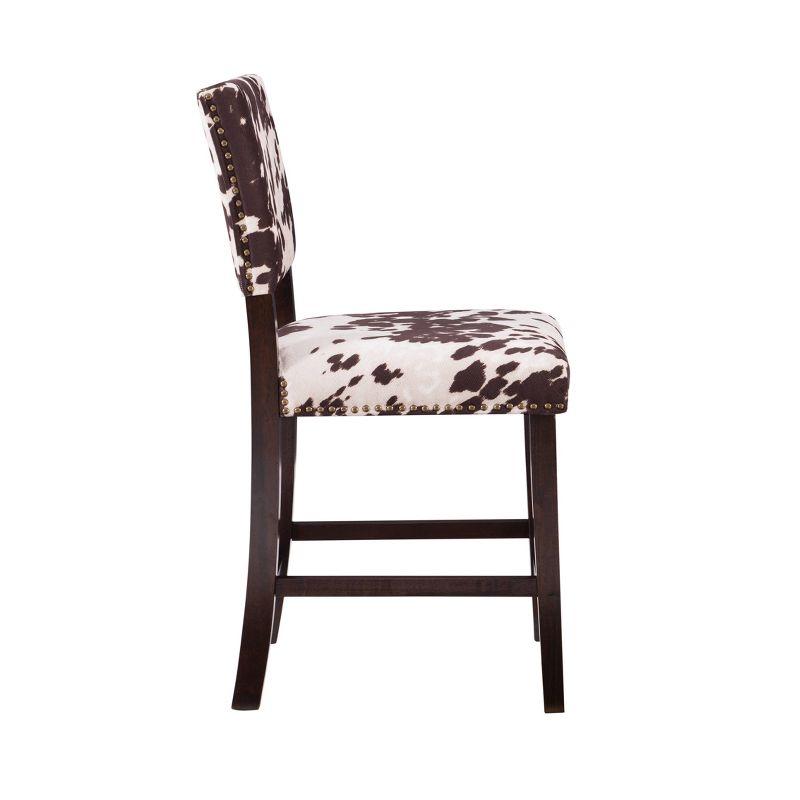 Linon 24" Corey Microfiber Upholstery Counter Height Barstool Cow print : Farmhouse Style, Wood Frame, Footrest