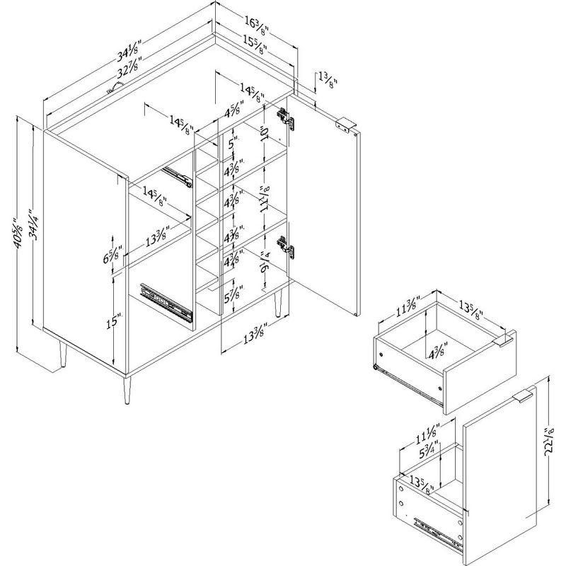 Hype 2-Door Buffet Server with Storage Walnut - South Shore