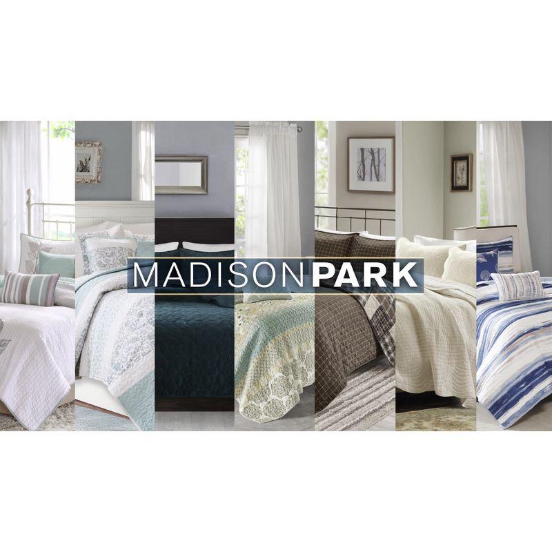 Madison Park Pebble Beach Cotton Sateen 210 TC Reversible 6 Piece Quilt Set with Throw Pillows