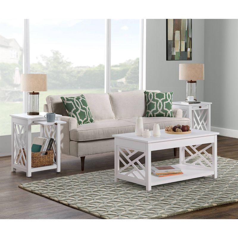 Coventry 36" White Pine Coffee & End Table Set with Tray Shelf