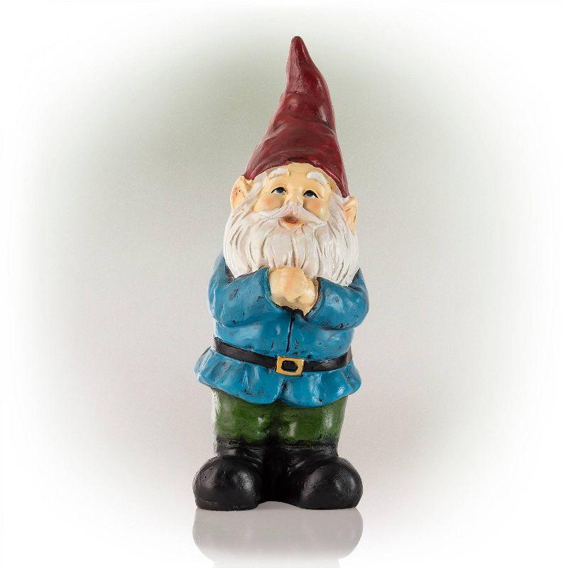 12" Colorful Polystone Bearded Garden Gnome Statue with Red Hat