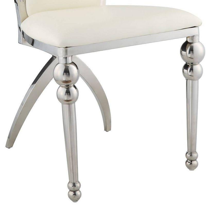 Elegant Beige Faux Leather Side Chair with Chrome Metal Frame