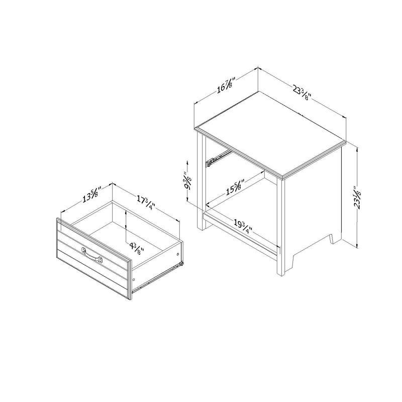 Blueberry 1-Drawer Nightstand with Open Storage and Metal Handle