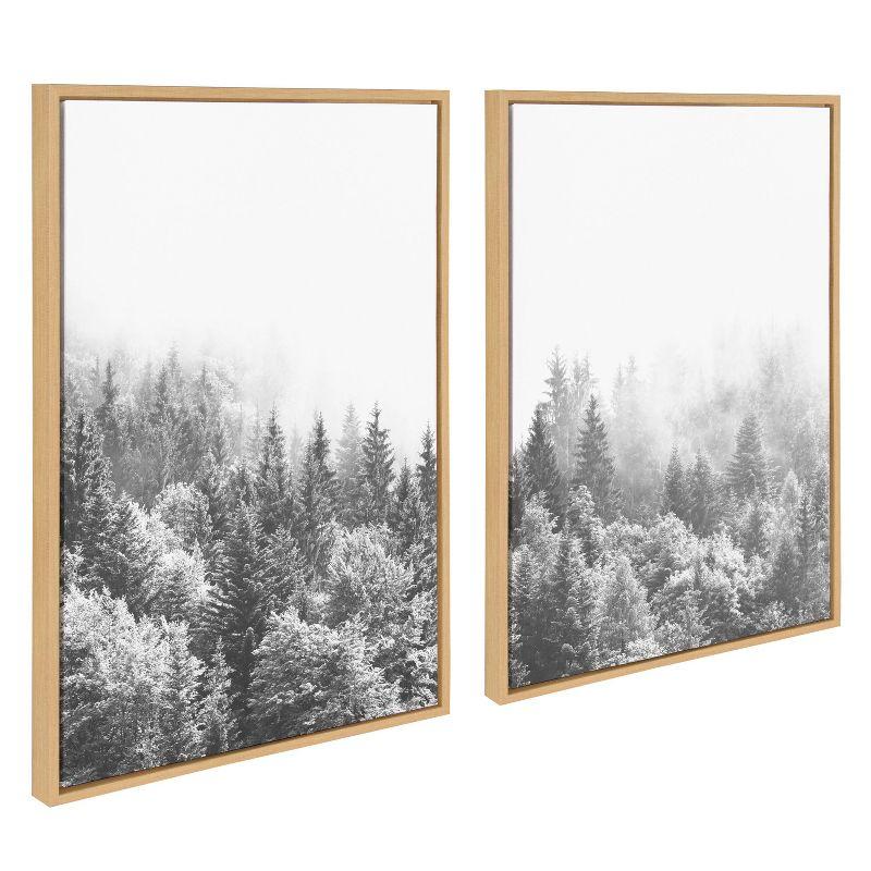 (Set of 2) 23" x 33" Sylvie Forest On A Foggy Day Black and White Framed Canvas Set - Kate & Laurel All Things Decor