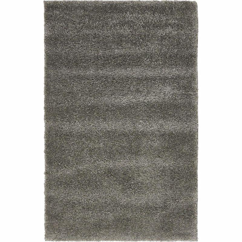 Calabasas Solo Gray 3'3" x 5'3" Synthetic Shag Area Rug