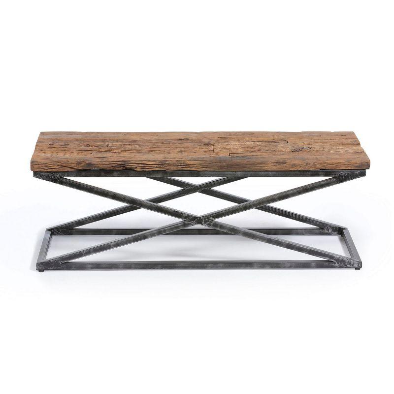 Rustic Rectangular Wood and Metal Coffee Table