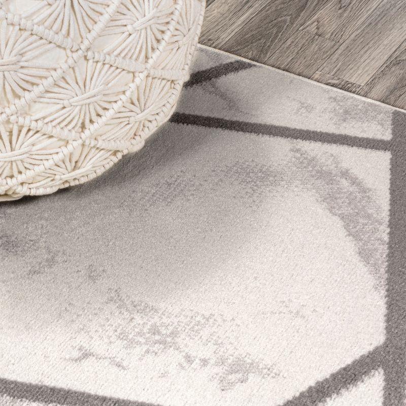 4' x 6' Patras Modern Geometric Marbled Area Rug, Ivory/Gray - JONATHAN Y