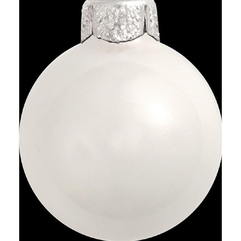 White Shiny Glass Christmas Ball Ornaments Set of 8