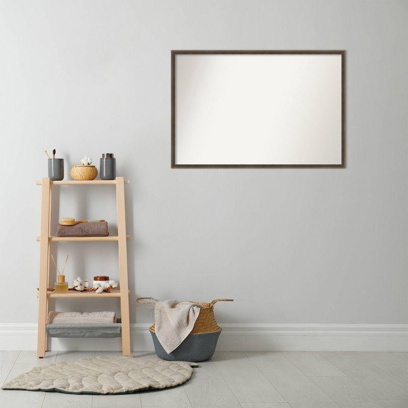 37" x 25" Non-Beveled Hardwood Wedge Wood Bathroom Wall Mirror Mocha Brown - Amanti Art: Rectangle, Wall Mount, Wood Frame