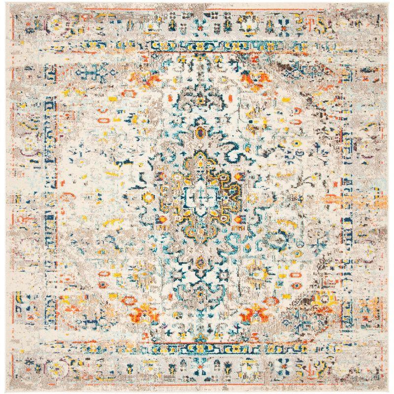 Madison MAD474 Power Loomed Indoor Area Rug - Cream/Blue - 5'x5' - Safavieh