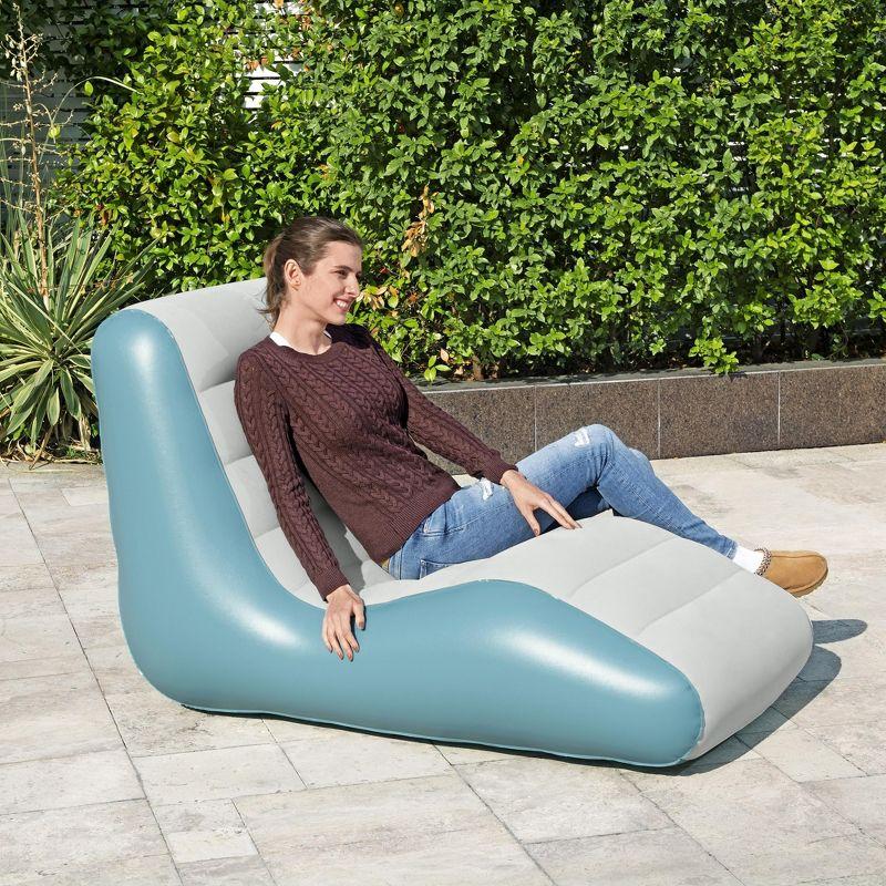 Bestway Leisure Luxe Chaise Lounger – Inflatable Air Recliner, Blue & Grey