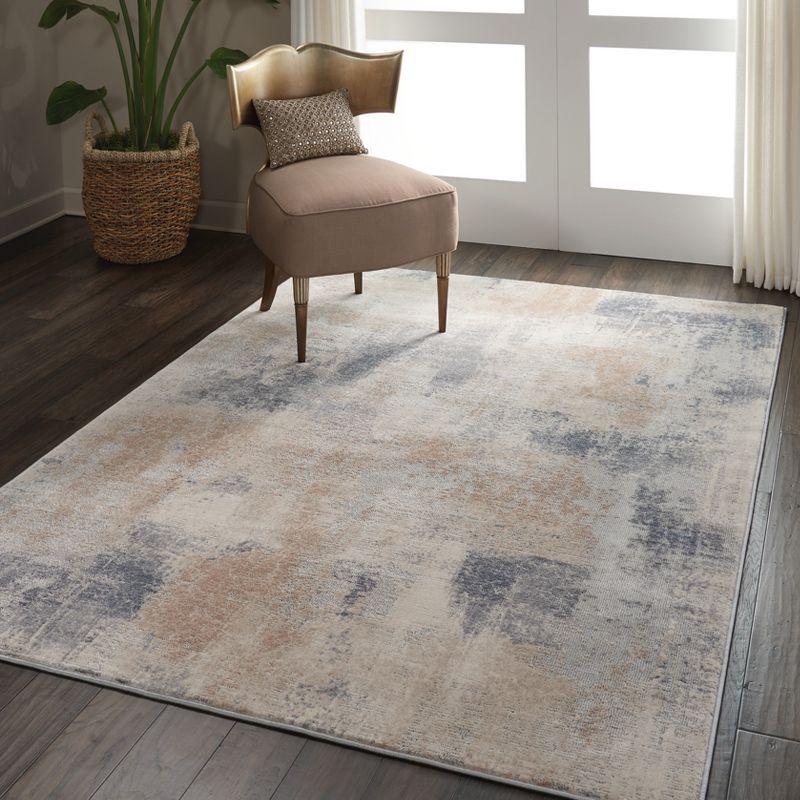 Abstract Silhouette Beige/Grey Synthetic Area Rug 5'3" x 7'3"