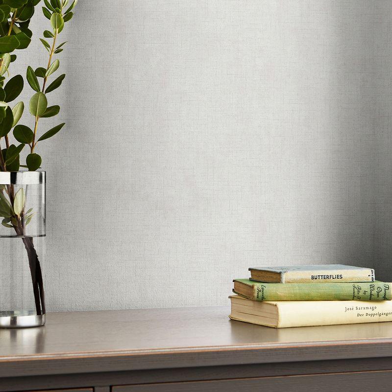 Plain Pale Silver Non-Woven Removable Wallpaper