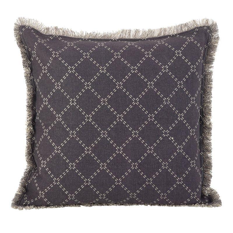 Slate Diamond Design Cotton Fringe Throw Pillow