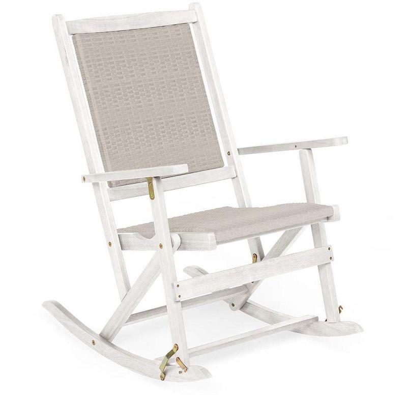 Claytor Off-White Folding Eucalyptus Outdoor Rocker