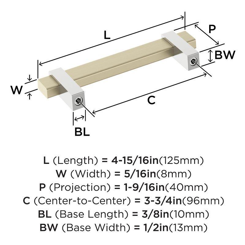 Amerock Mulino 3-3/4 inch (96mm) Center-to-Center Golden Champagne/Polished Chrome Cabinet Pull