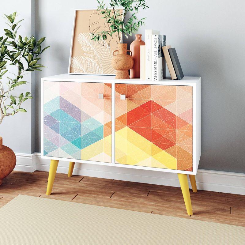 Avesta 2.0 Double Side Table White/Yellow - Manhattan Comfort: Modern Corner Accent, Splayed Feet