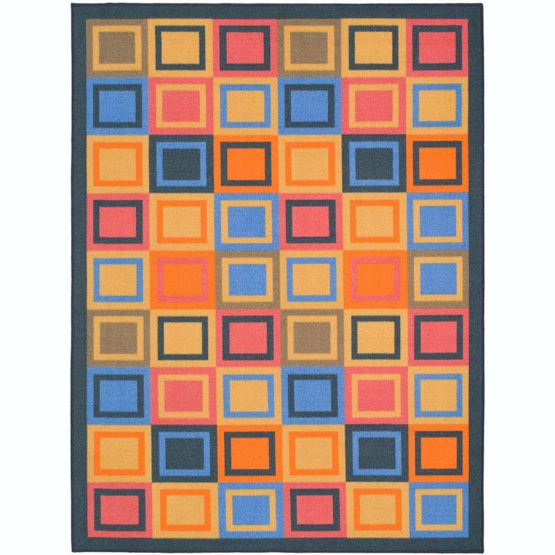 Metropolis Blue and Multicolor Geometric Area Rug