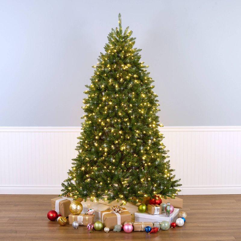 National Tree Company 7.5' Pre-lit Full Dunhill Shimmer Fir Artificial Christmas Tree with Dual Color Lights: Hinged Branches