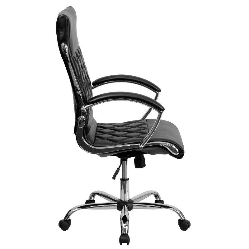 Flash Furniture High Back Designer Quilted LeatherSoft Executive Swivel Office Chair with Chrome Base and Arms