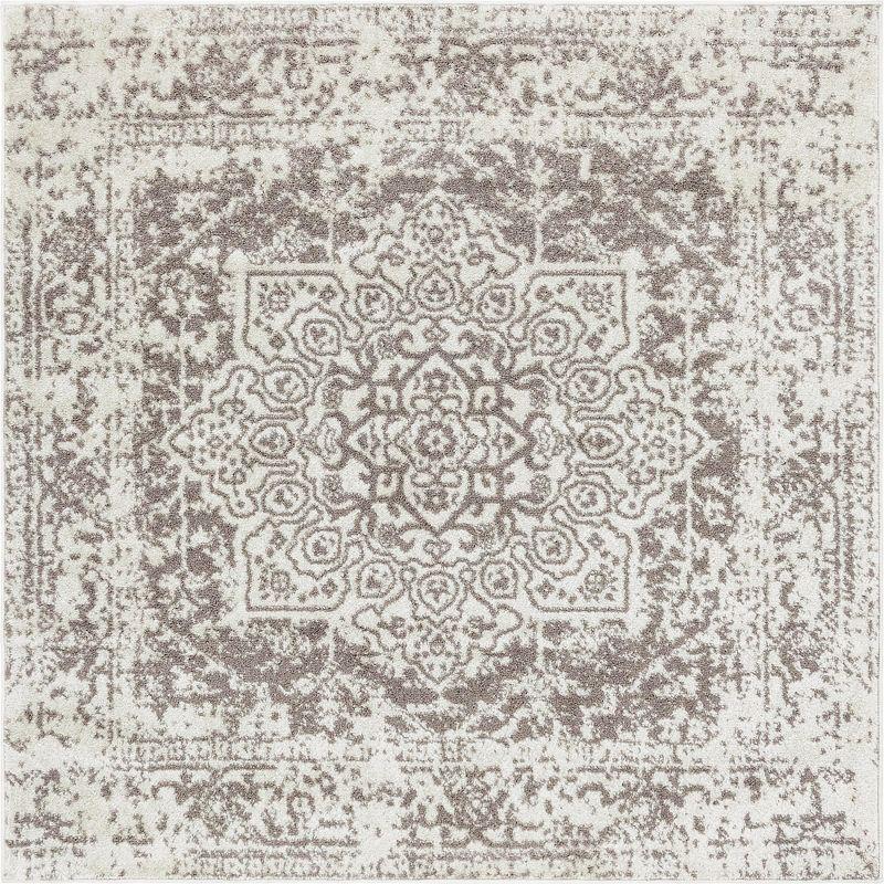 Unique Loom 5' 3 x 5' 3 Square White Richmond Medallion Area Rug