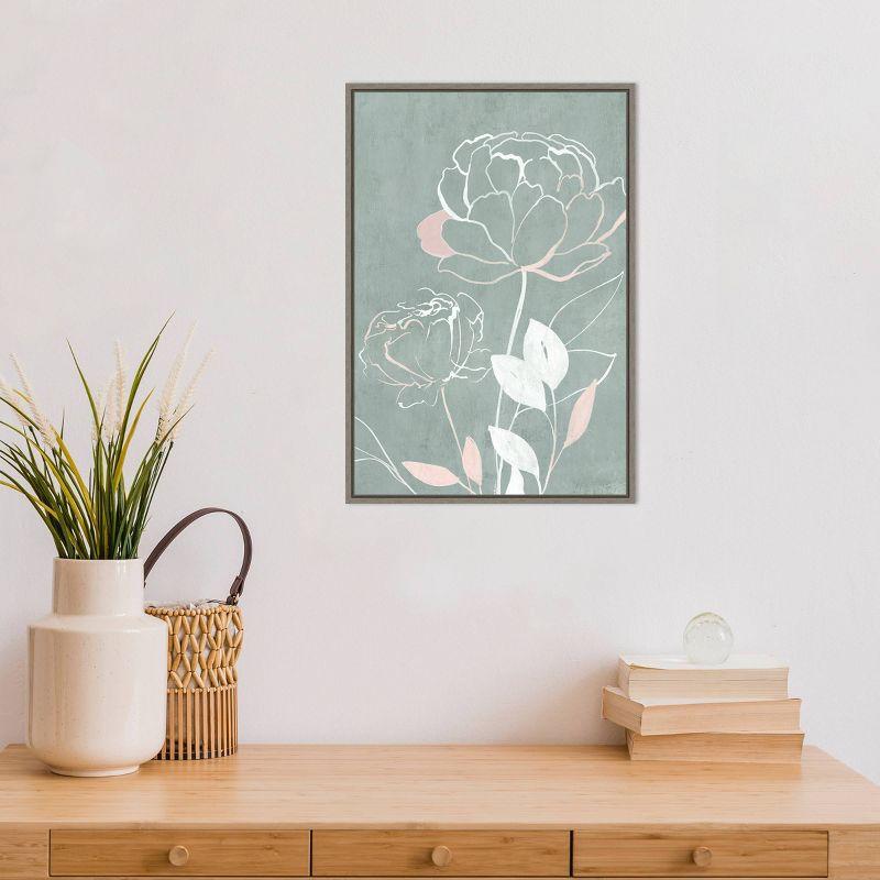 16" x 23" Roseland II by Isabelle Z Framed Canvas Wall Art - Amanti Art: Modern Botanical Lithograph, Vertical Layout