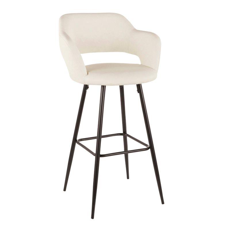 Set of 2 Margarite Contemporary Barstools: Ergonomic Low Back, Metal Legs, 29" Seat Height - LumiSource