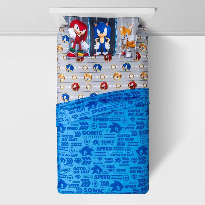 Twin Sonic the Hedgehog Run Rings Around You Kids' Sheet Set