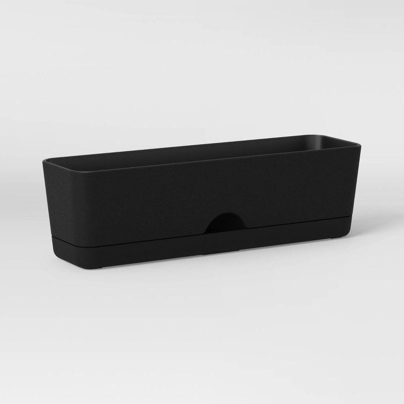 Self-Watering Window Rectangular Indoor Outdoor Planter Box Black 16"x4.5" - Room Essentials™: Polypropylene, No Assembly Required