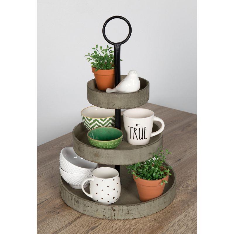 Kate and Laurel Woodmont 3 Tiered Wood Tray